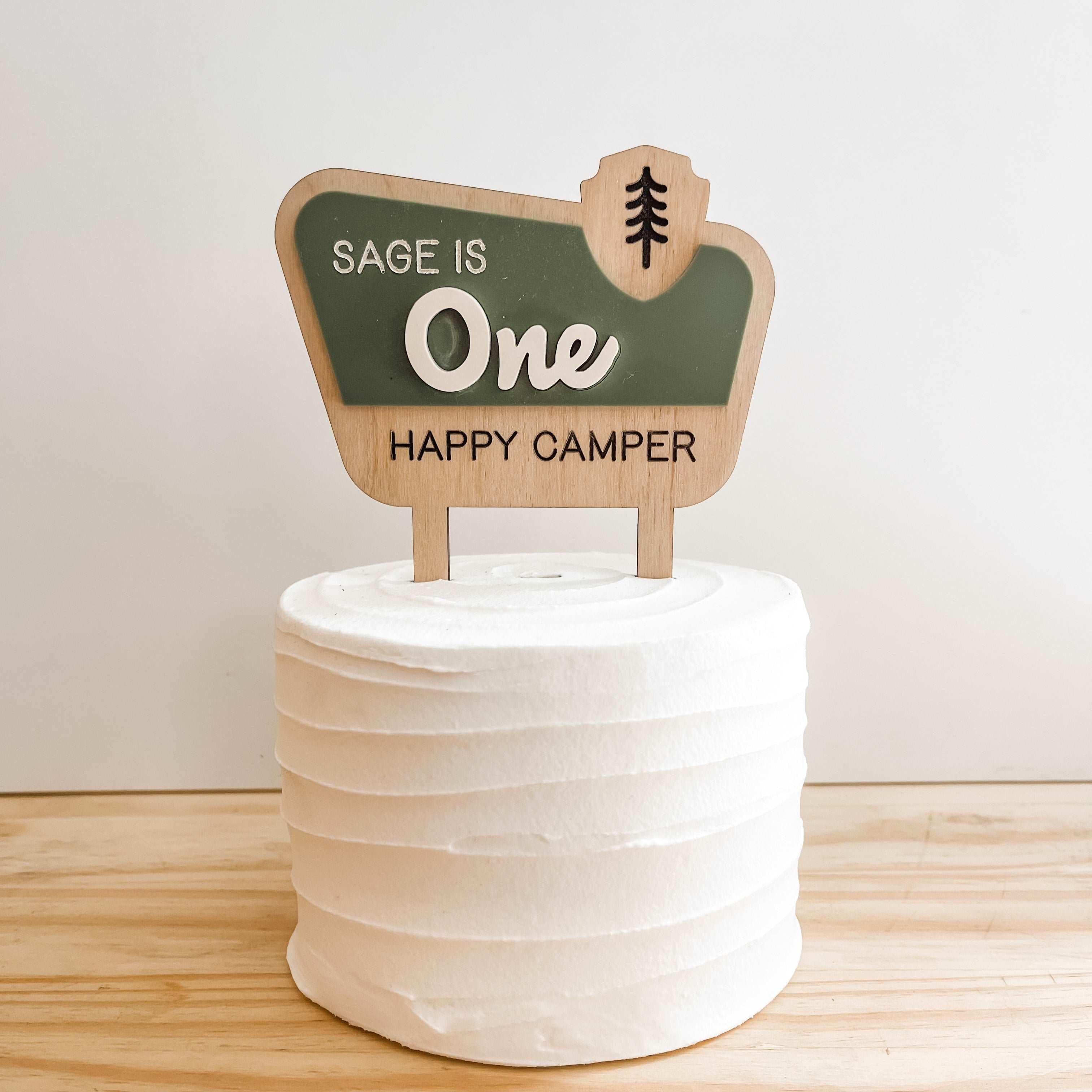 Personalized One Happy Camper Cake Topper – Hartwood Design