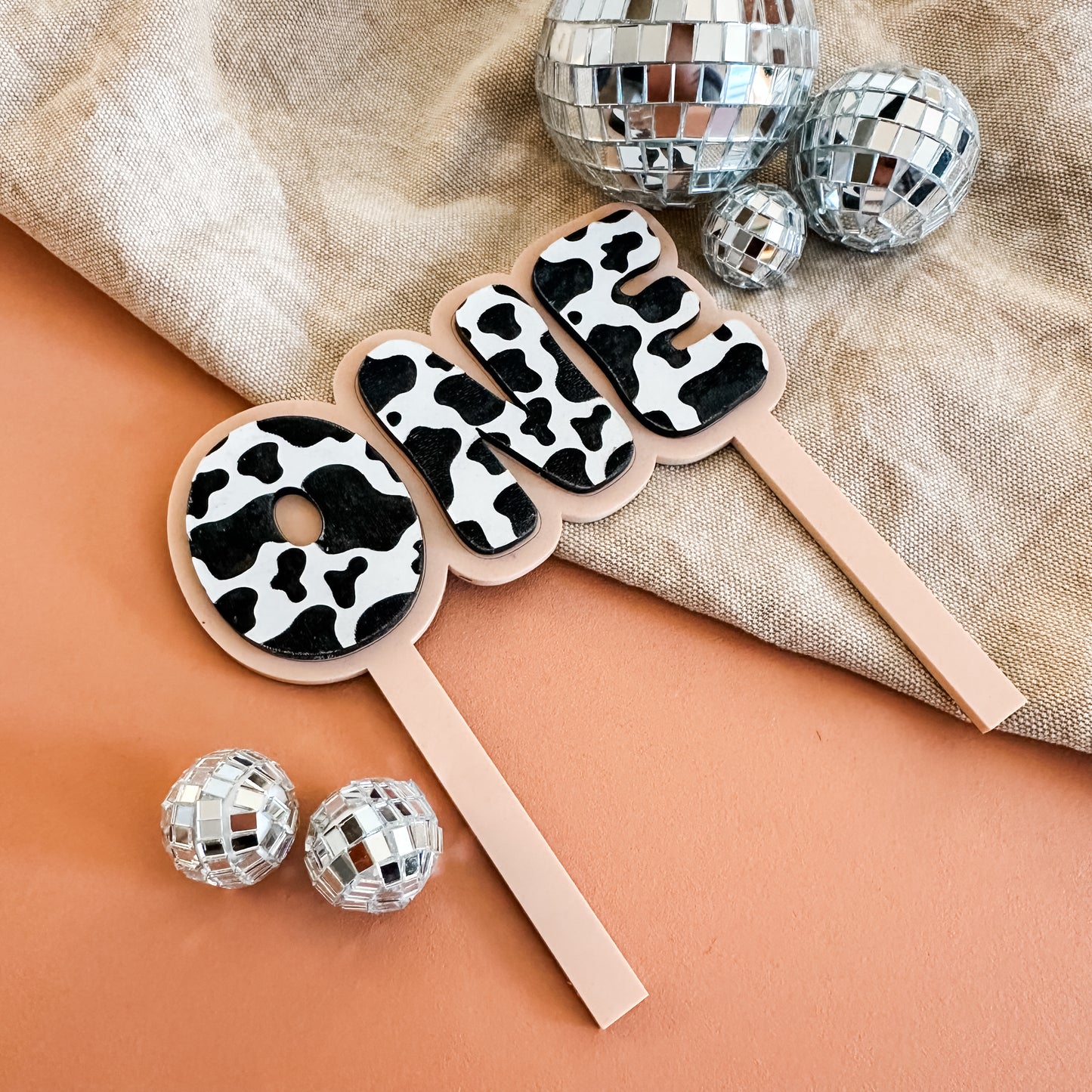 Cow Print One Cake Topper