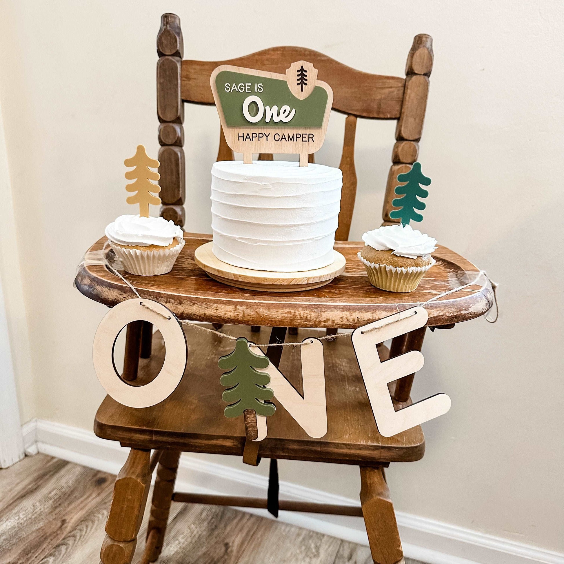 One Happy Camper High Chair Banner - Hartwood Design